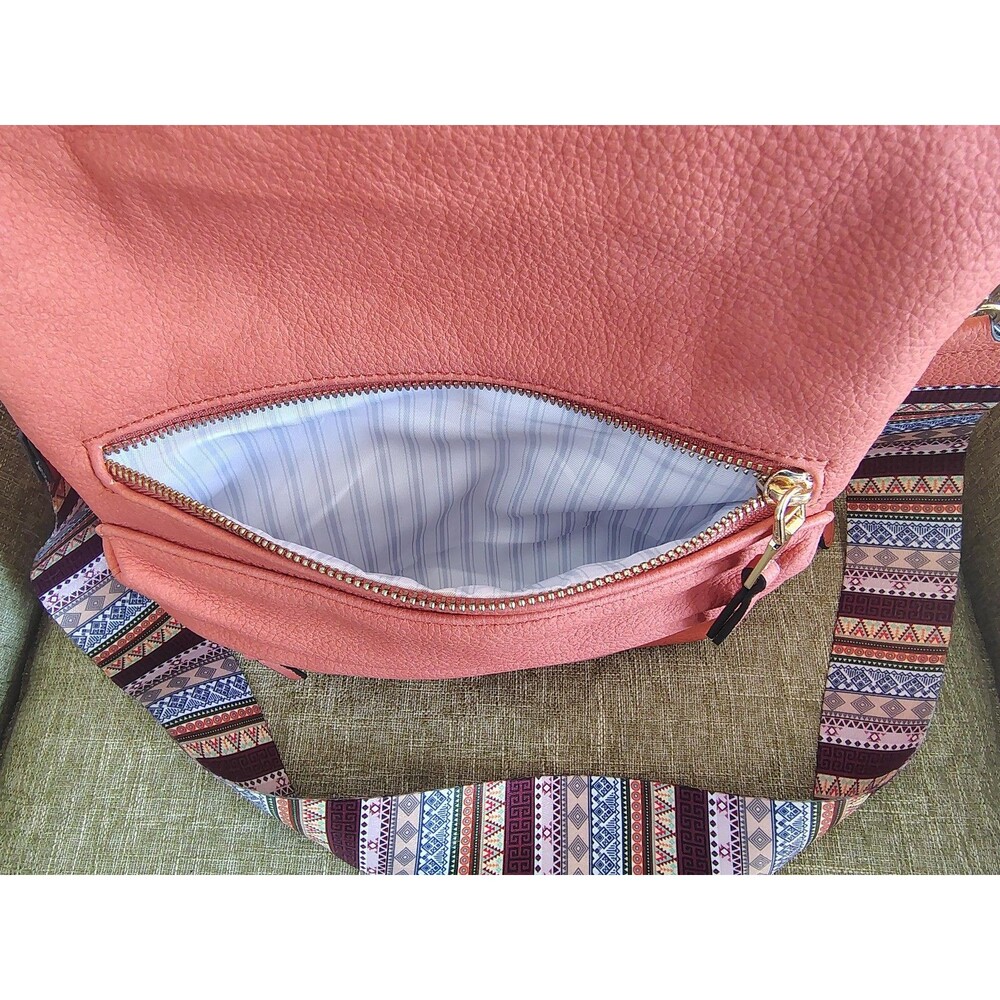 Jen Co Backpack Medium Orange Vegan Faux Leather Convertible Boho Strap Purse 1x - Picture 10 of 16